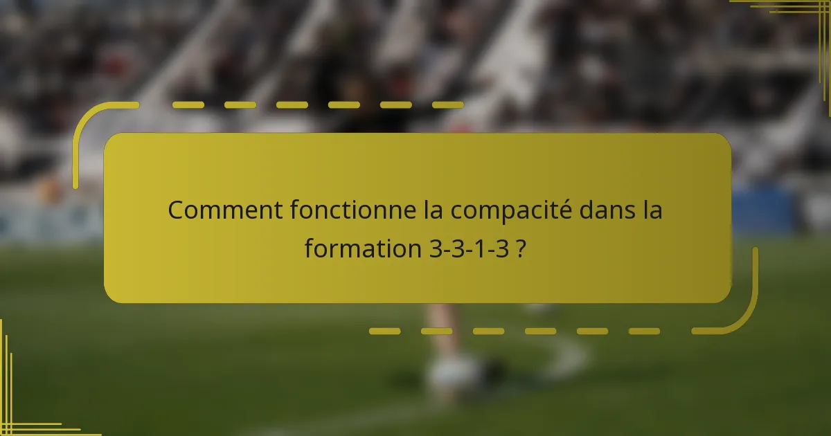 Comment fonctionne la compacité dans la formation 3-3-1-3 ?