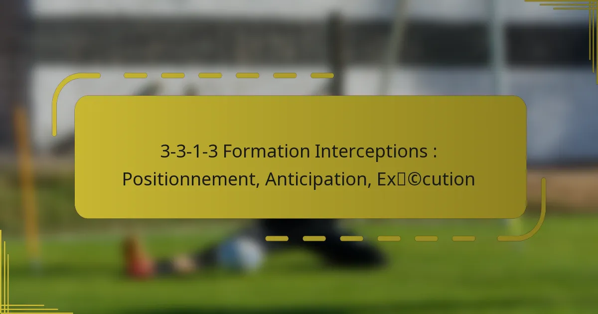 3-3-1-3 Formation Interceptions : Positionnement, Anticipation, Exécution