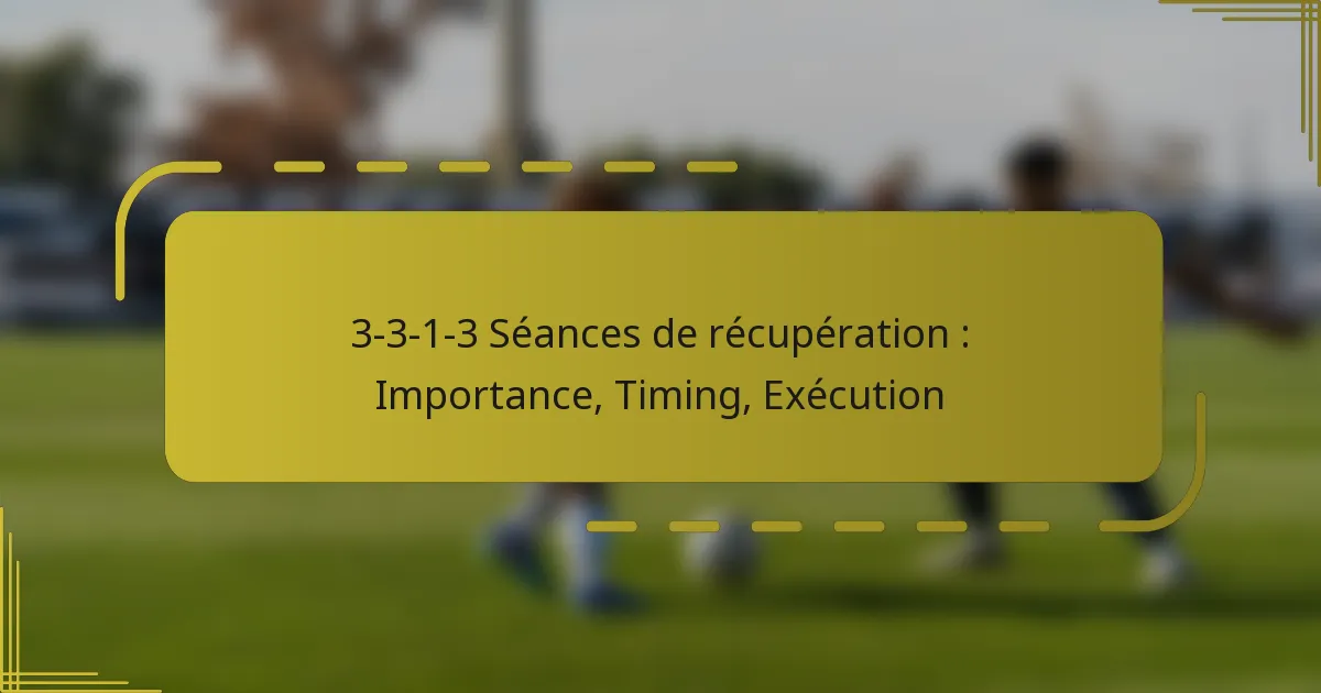 3-3-1-3 Séances de récupération : Importance, Timing, Exécution