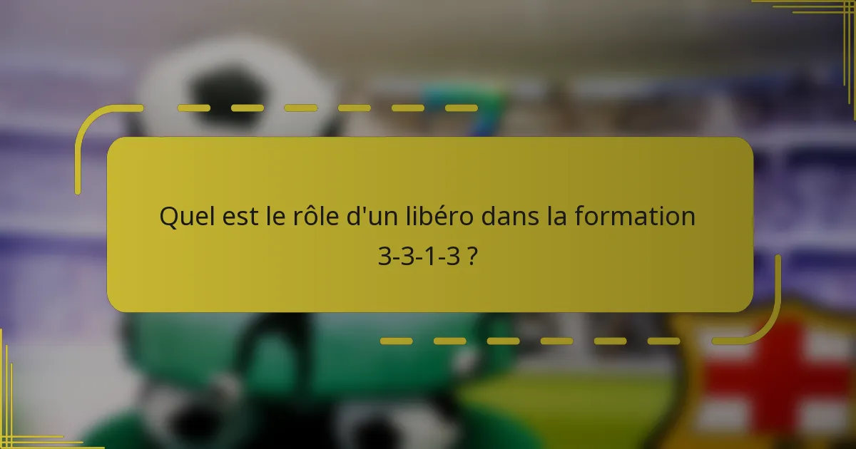 Quel est le rôle d'un libéro dans la formation 3-3-1-3 ?