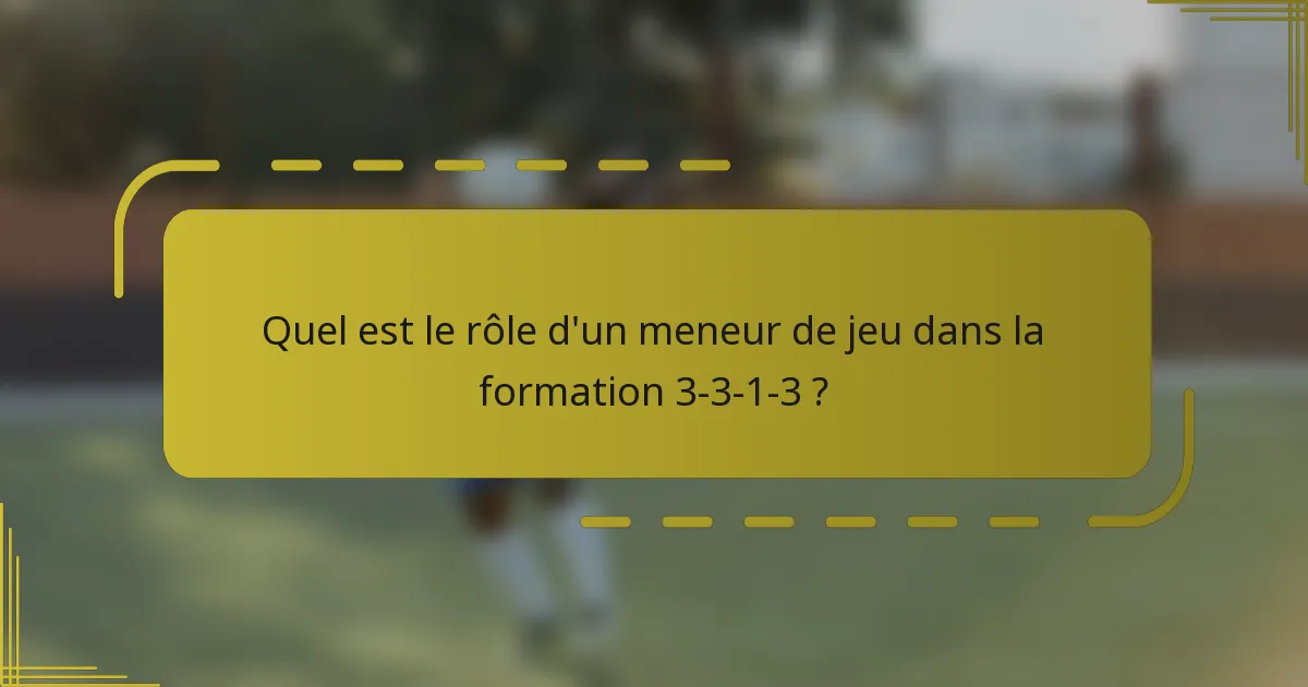 Quel est le rôle d'un meneur de jeu dans la formation 3-3-1-3 ?