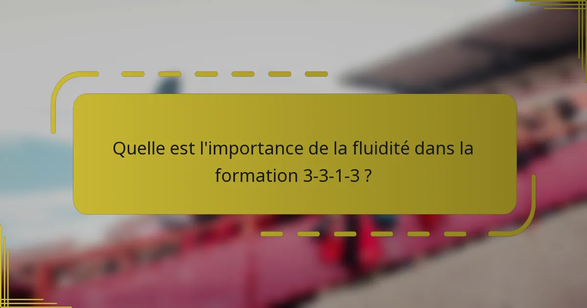 Quelle est l'importance de la fluidité dans la formation 3-3-1-3 ?