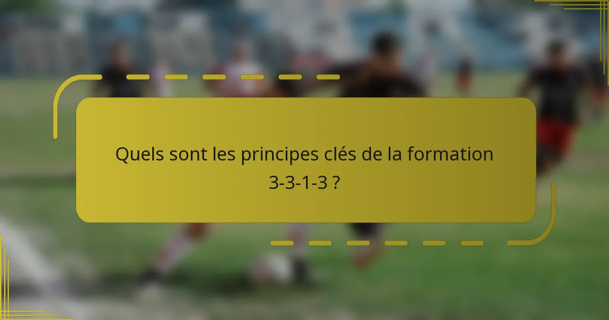 Quels sont les principes clés de la formation 3-3-1-3 ?