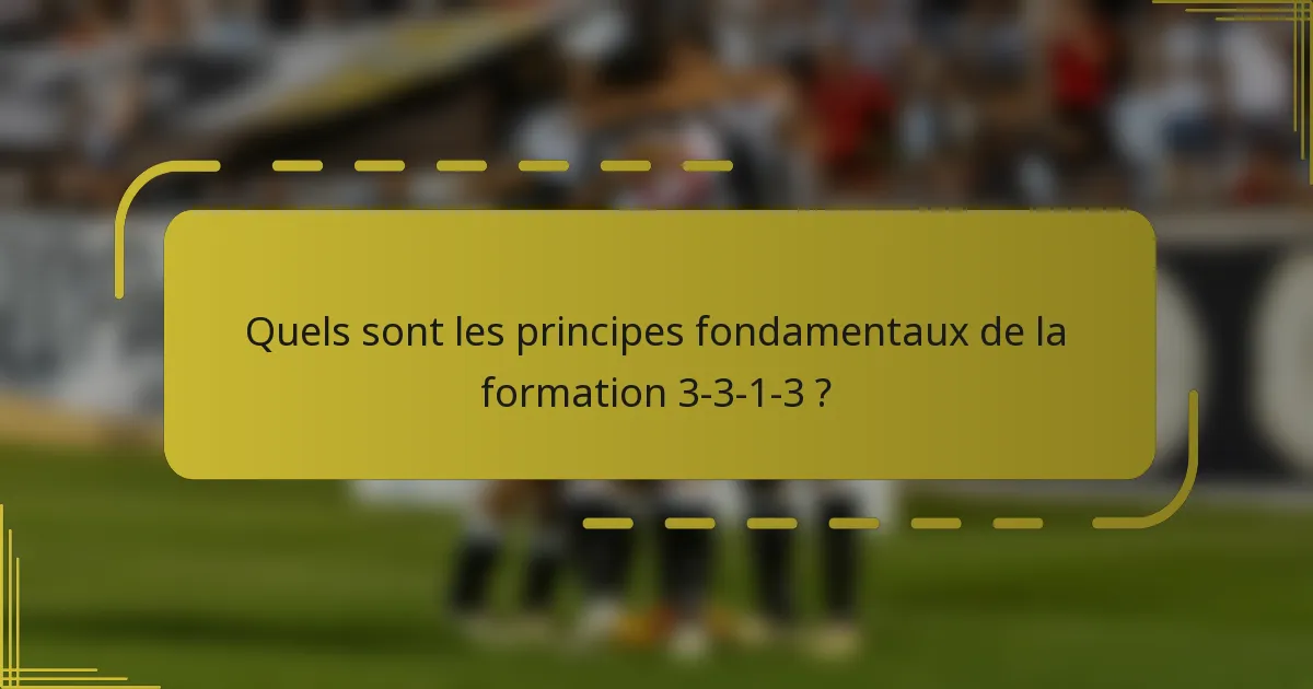 Quels sont les principes fondamentaux de la formation 3-3-1-3 ?